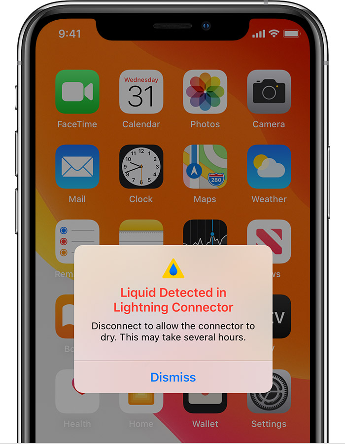泸西苹果手机维修分享iPhone 12 在充电时出现 “闪电接口检测到液体”的提示怎么办 